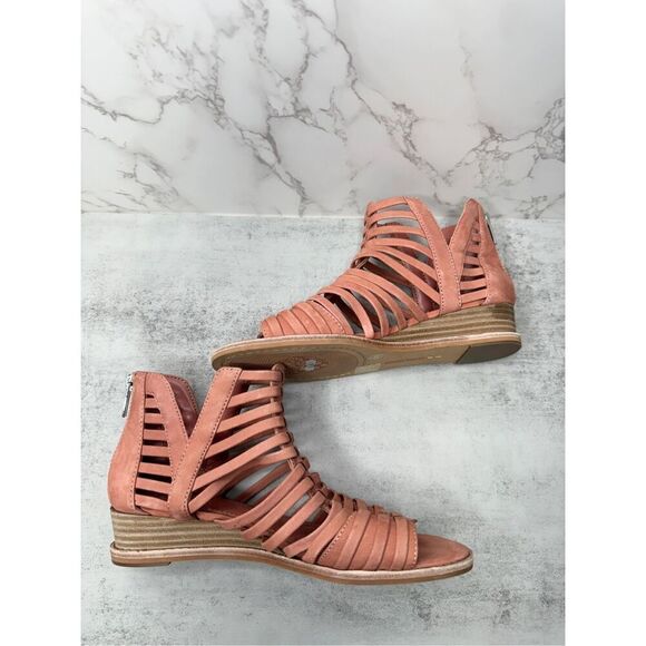 Vince Camuto Gladiator Sandals Womens Revey Coral Leather Open Toe Wedges - Picture 7 of 12